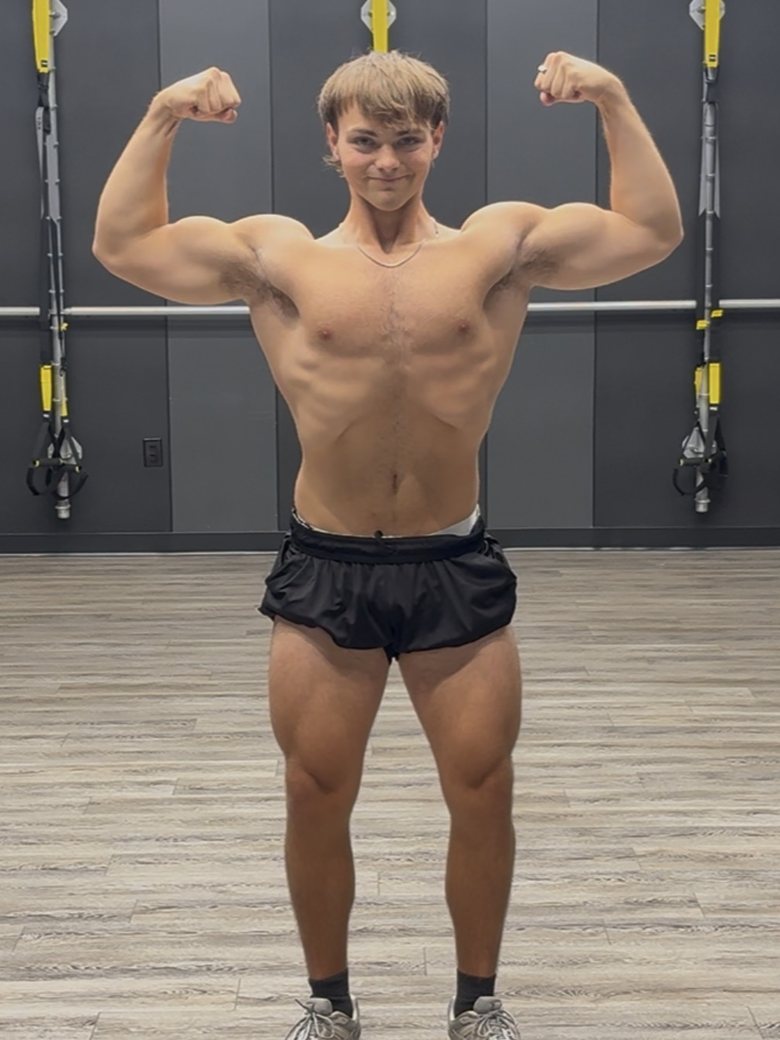 Brayden front double biceps, before