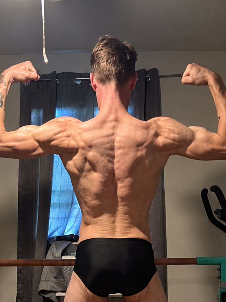 Brandon back double biceps, after
