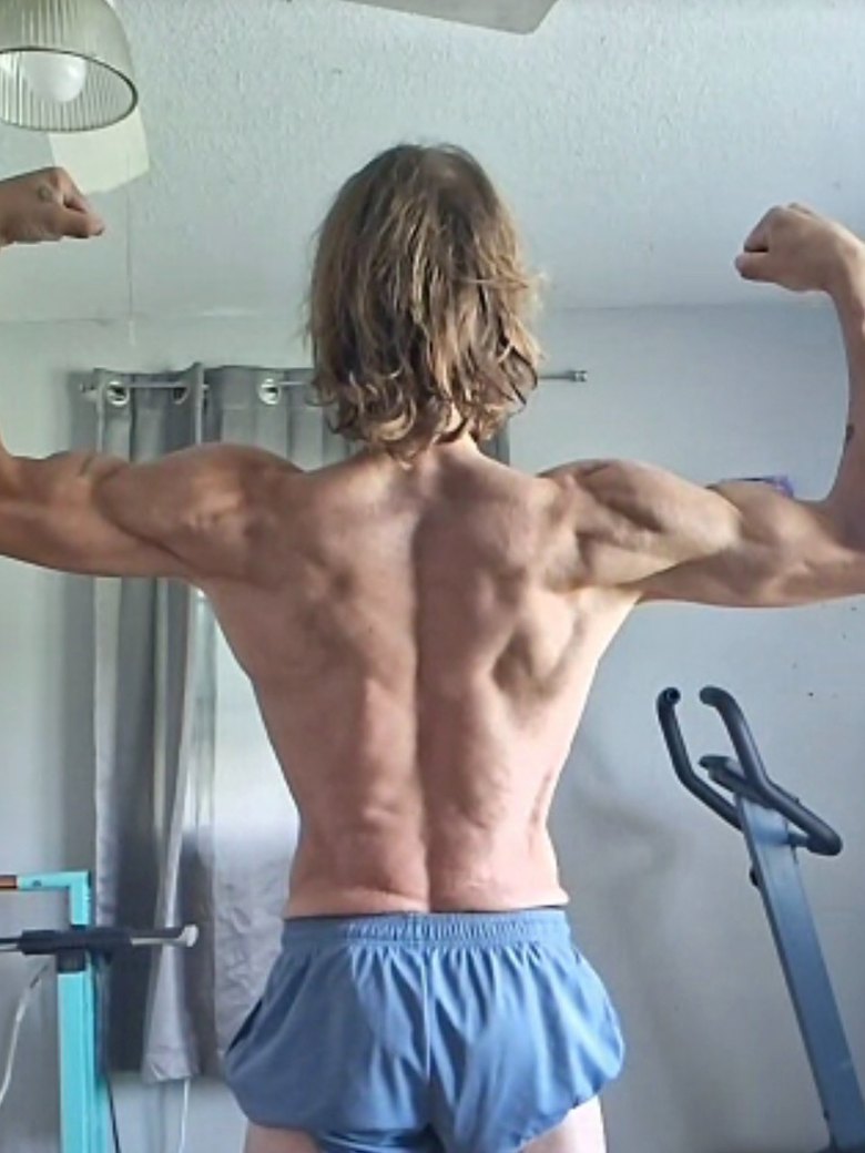 Brandon back double biceps, before