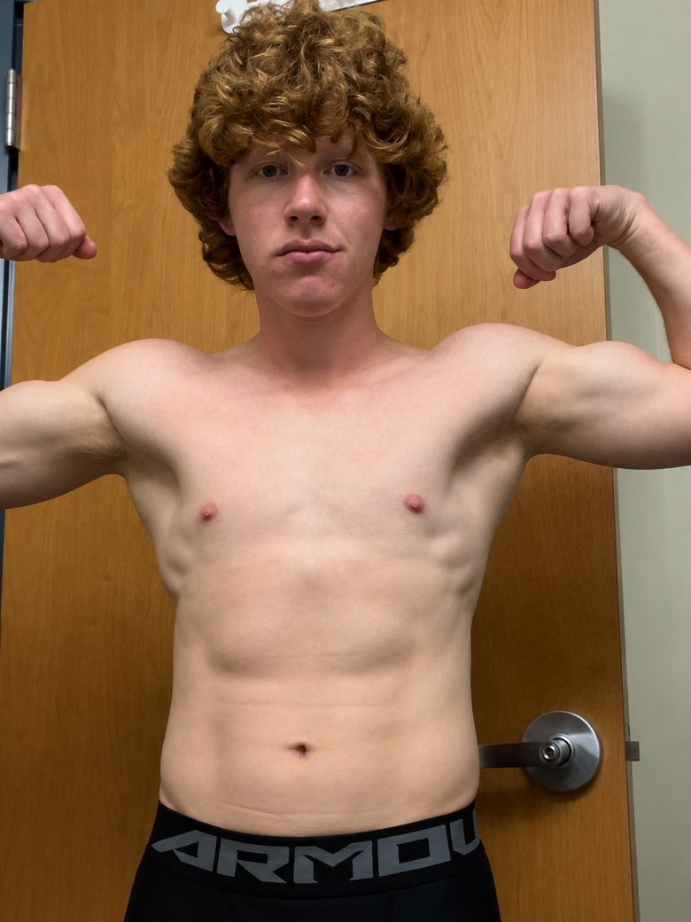 Trenton Laskey, September 2022, front double biceps